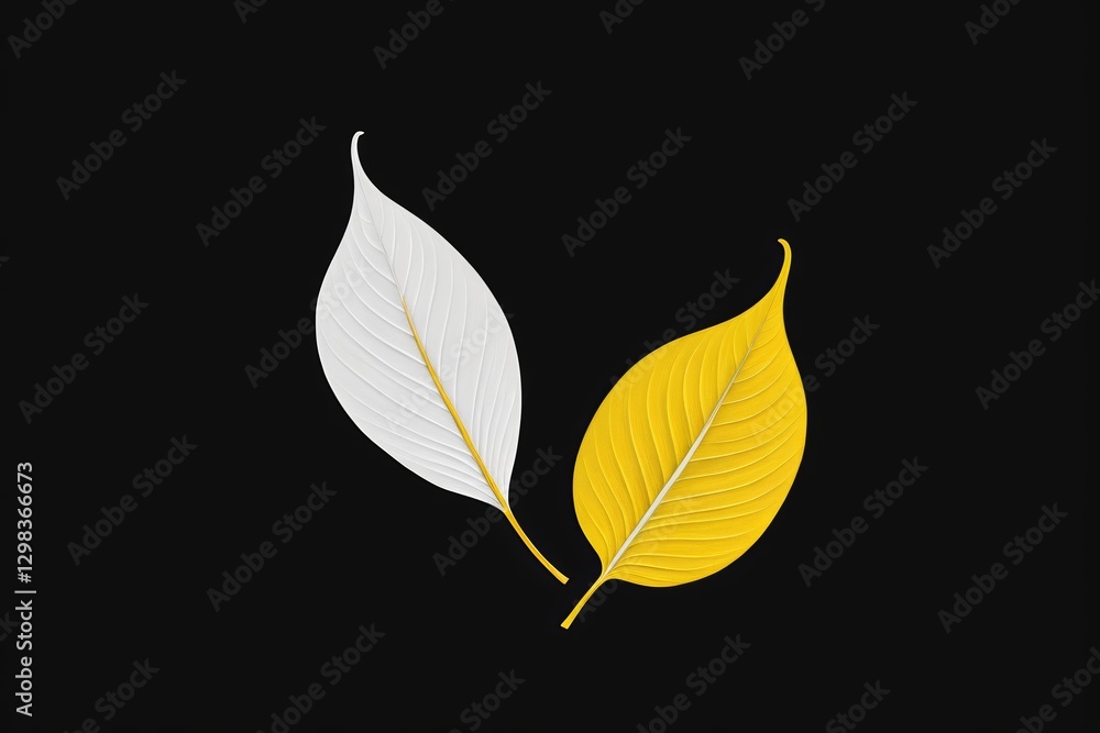Fototapeta premium there are two leaves that are next to each other on a black background