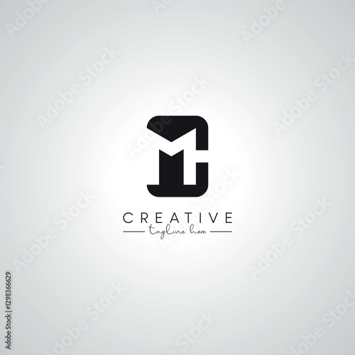 CM MC Letter Modern Artistic Abstract Logo Design. Initial Based Monogram Template.