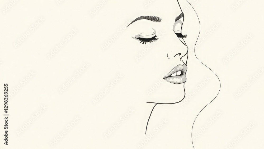 Abstract drawing of a beautiful female face. Minimalistic logo with space for text, tattoo, business card, website, beauty salon, brochure, postcard, magazine, women's day, sketch, logotype, profile Abstract drawing of a beautiful female face. Minimalistic logo with space for text, tattoo, business card, website, beauty salon, brochure, postcard, magazine, women's day, sketch, logotype, profile