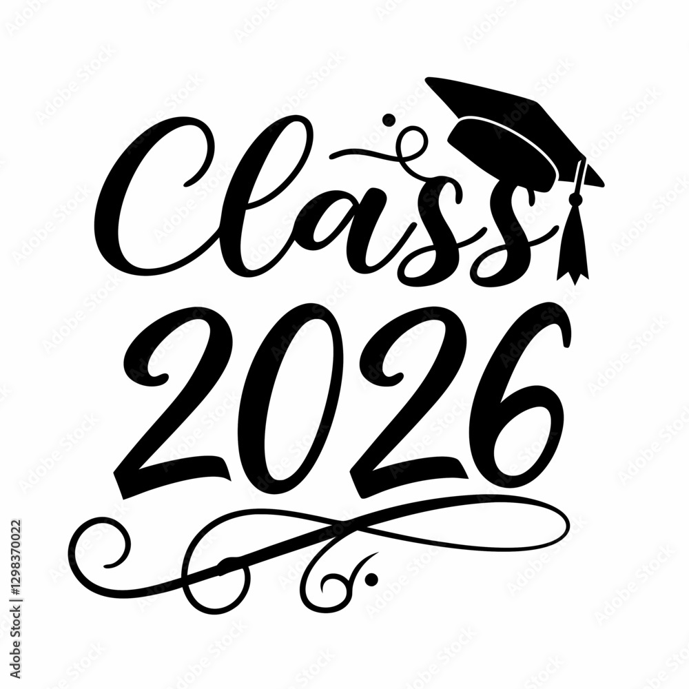 Black and White Class of 2026 Graduation Typography Black and White Class of 2026 Graduation Typography