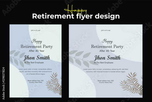 Set of retirement party invitation, square banner, instagram story and a4 poster, vector illustration