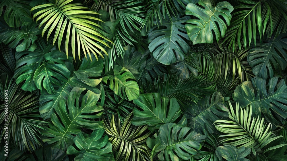 Lush Tropical Greenery Background A Vibrant Collection of Exotic Leaves Lush Tropical Greenery Background A Vibrant Collection of Exotic Leaves