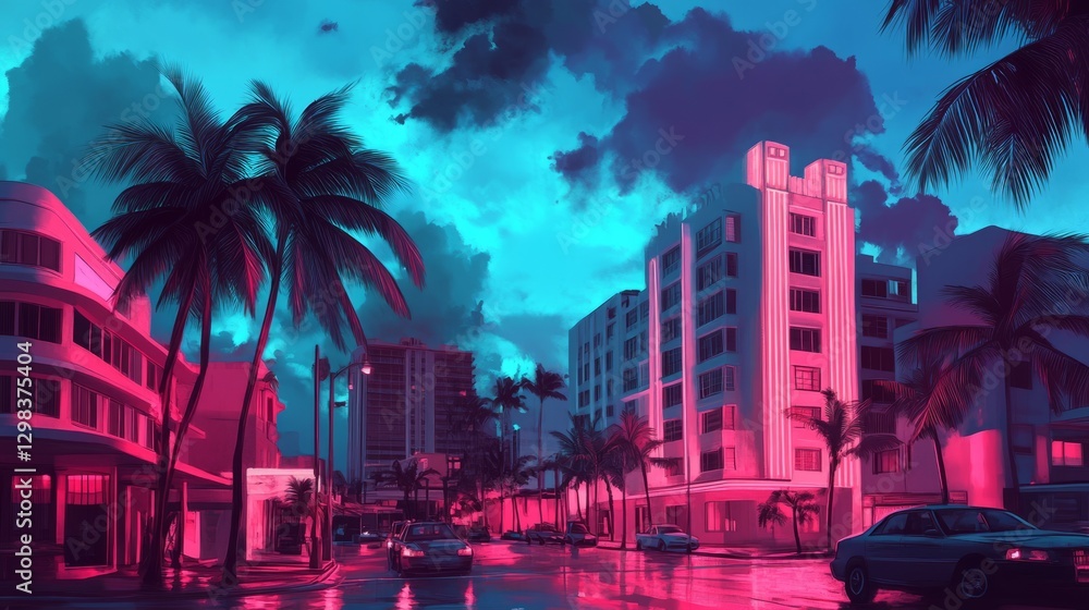 Obraz premium Vibrant city skyline at twilight showcasing unique architectural silhouettes against a dramatic horizon