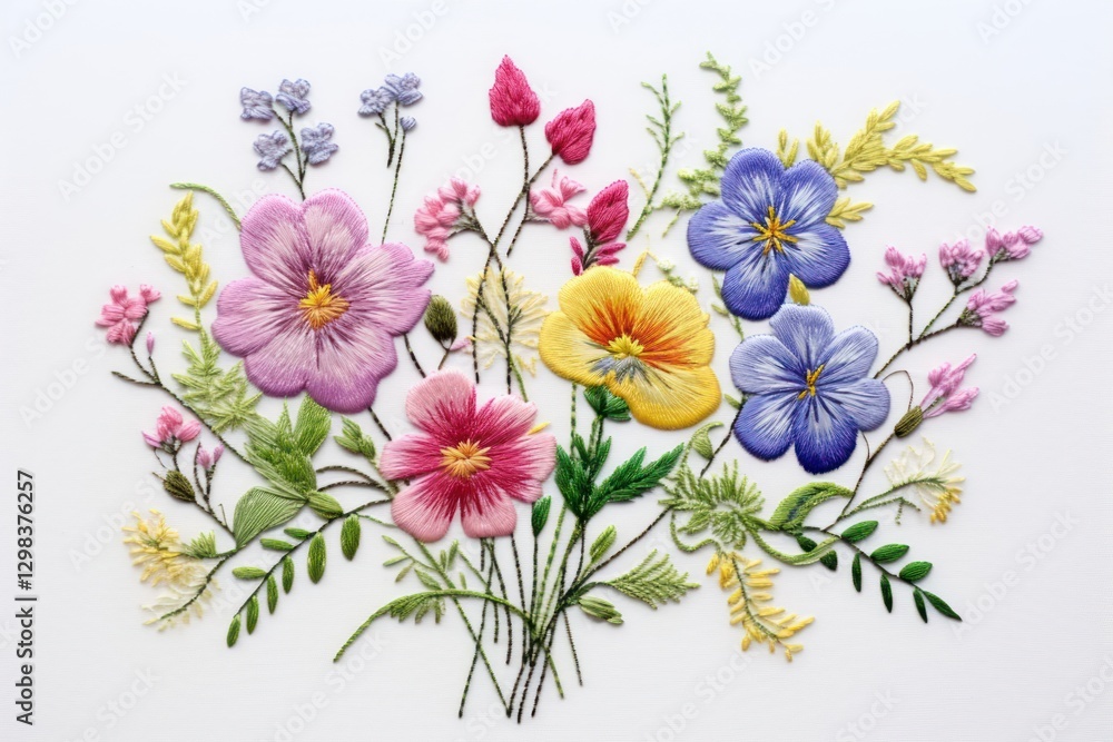 Fototapeta premium Flower embroidery pattern plant.