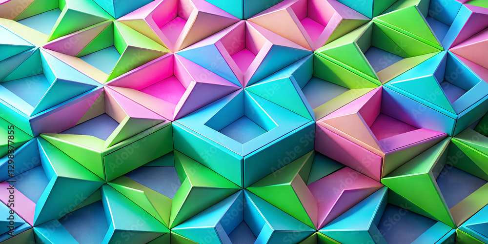 Vibrant 3D Abstract Texture with Overlapping Geometric Shapes in Neon Pink Electric Blue and Lime Green Vibrant 3D Abstract Texture with Overlapping Geometric Shapes in Neon Pink Electric Blue and Lime Green