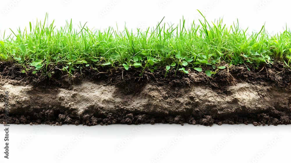 Green Grass and Soil Cross Section Image Green Grass and Soil Cross Section Image