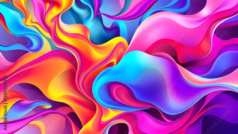 Fototapeta premium Abstract colorful background with waves - blue, orange, pink