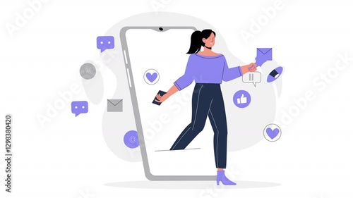 A 2D vector animation illustrating the concept of a referral program for customer rewards.