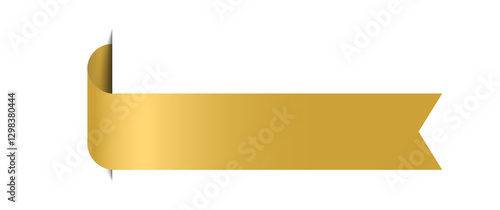 Tag sticker badges. Premium sale shapes. Label product golden corner. Vector ribbons and banners. Luxury gold silk realistic template.