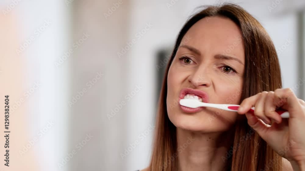 Close-up Of Young Woman Brushing Her Teeth Close-up Of Young Woman Brushing Her Teeth