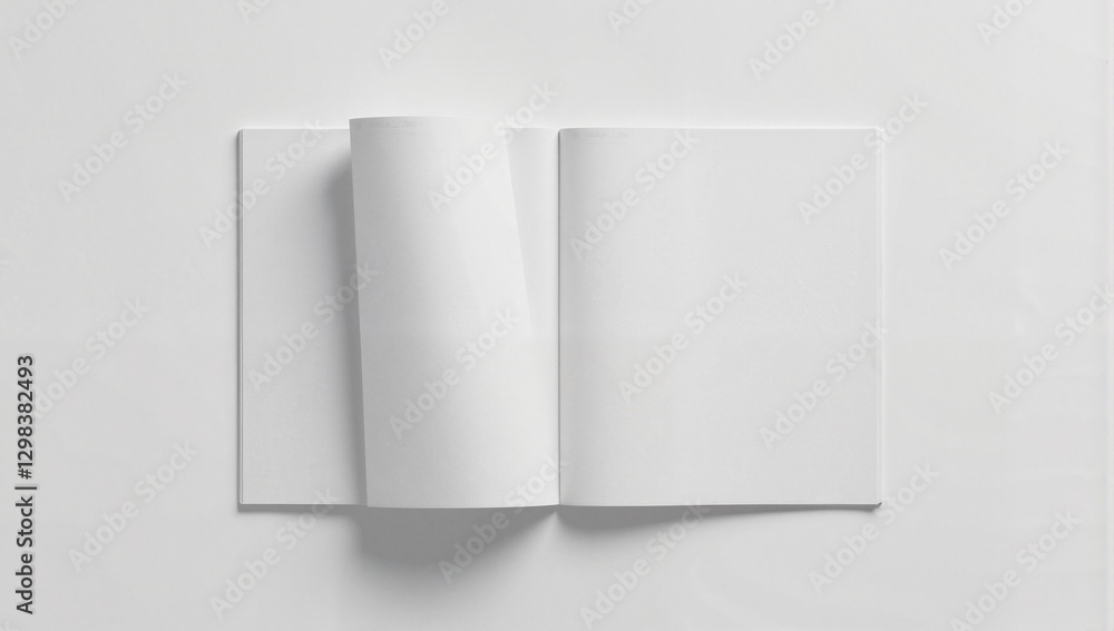 Fototapeta premium Open magazine mockup displayed on neutral background, professional design