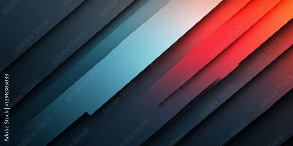 Fototapeta premium Diagonal layered bands of color with subtle shadowing effect