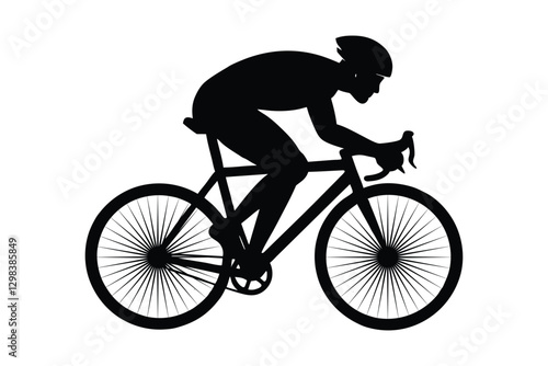 Silhouette of a cyclist pedaling intensely vector art illustration.eps