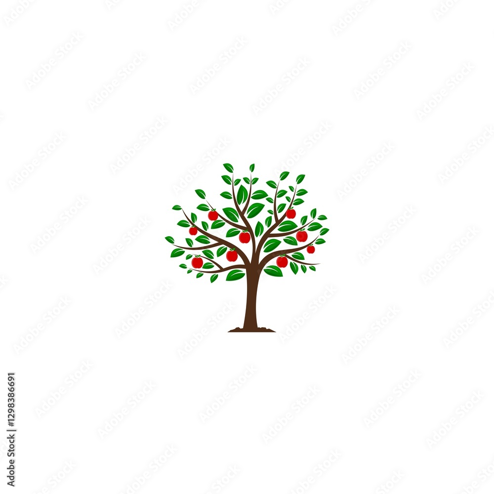 Apple fruit tree icon isolated on white background Apple fruit tree icon isolated on white background