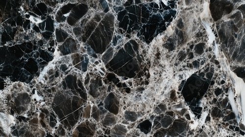 High-contrast shot of a black and white marble surface, ideal for use in abstract designs or minimalist layouts