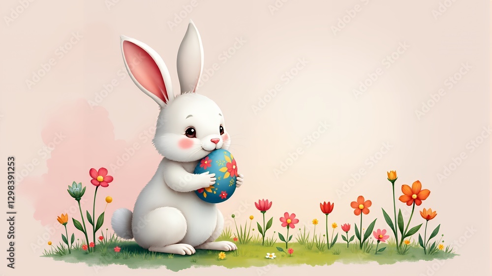 Obraz premium Adorable Bunny with Easter Gifts