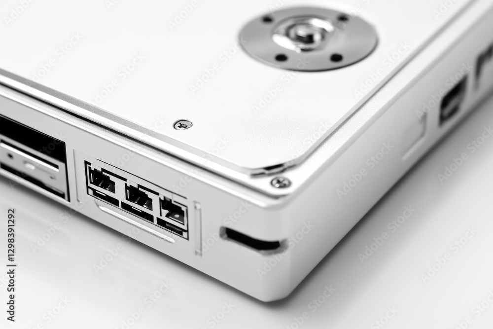 A close-up shot of a silver laptop computer