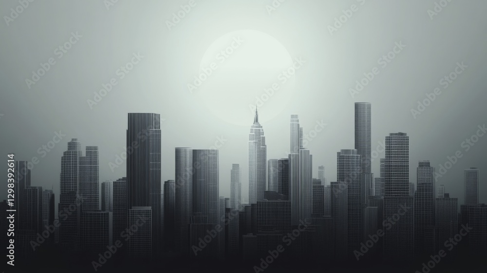 Fototapeta premium Cityscape Silhouette, Daytime, Urban View