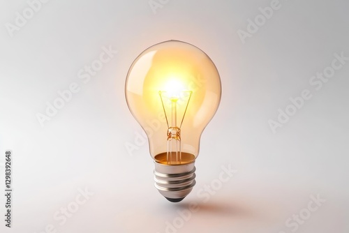 Glowing Bulb Warm Light Idea - Illuminating ideas, innovation, inspiration, brilliance, and discovery. A single bulb represents creative thinking
