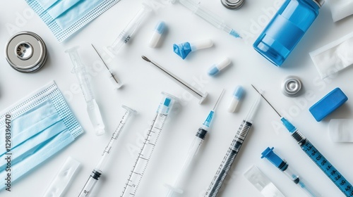 Medical Equipment Arrangement with Syringes and Face Mask Elements