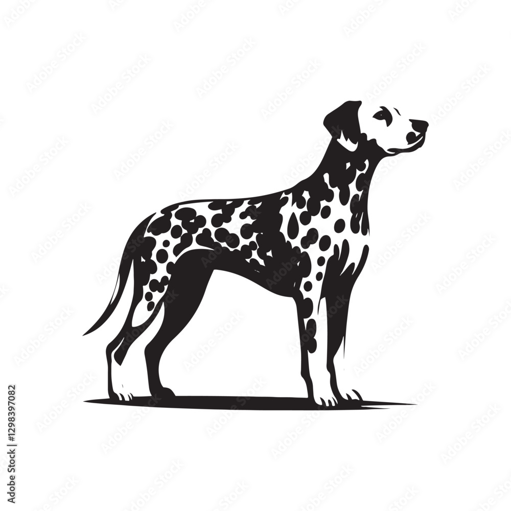 Dalmatian Dog Vector - Dalmatian Dog Silhouette - Dalmatian Dog Illustration.