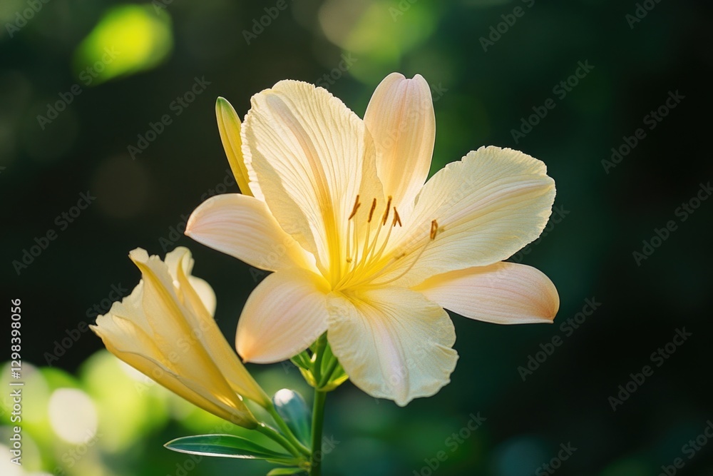 Fototapeta premium A detailed view of a blooming flower with a soft, blurred background