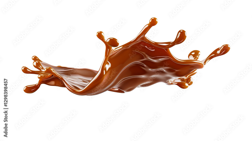 Fototapeta premium dark liquid Caramel sauce splash isolated on white background with clipping path cut-out, clipping path, transparent