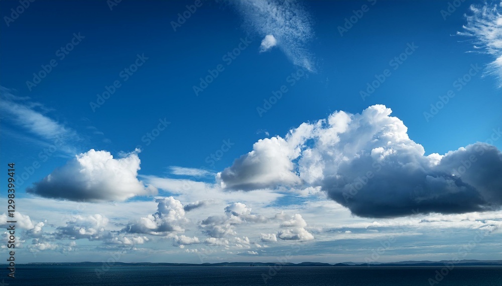 Obraz premium Blue sky with clouds over the horizon