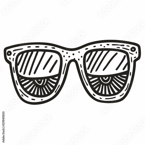 Vintage Hand drawn Sunglasses Illustration in Black and White Vector Style