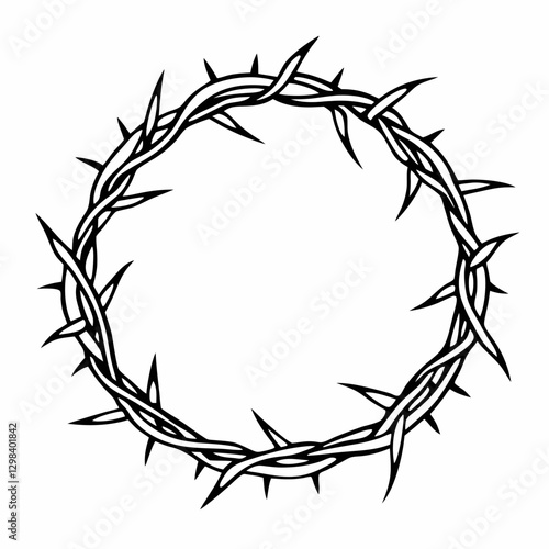Vector Illustration of Thorn Crown Symbolizing Sacrifice and Suffering