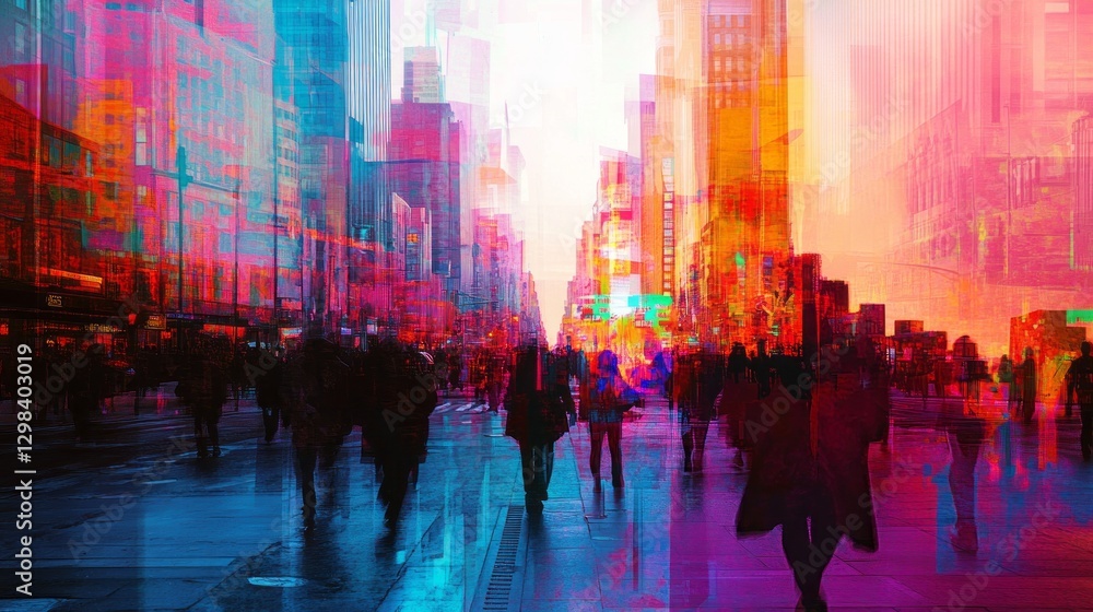Glitch Overlay Effect View with Glitch with Neon with Effect