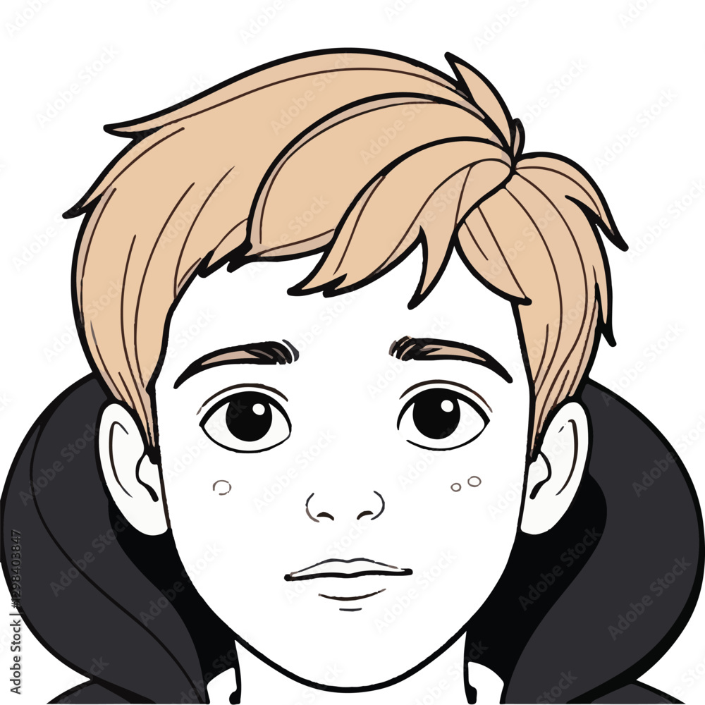 Cute boy with light brown hair ready for coloring book or children's book illustration Cute boy with light brown hair ready for coloring book or children's book illustration