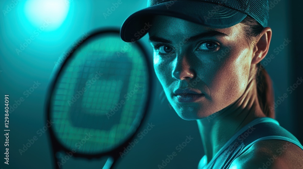 Intense portrait of a determined female tennis player Intense portrait of a determined female tennis player