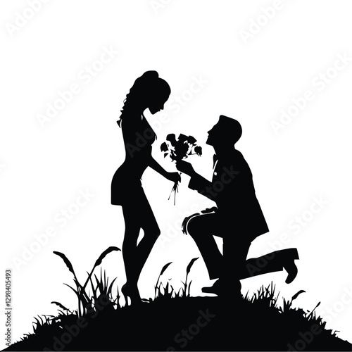 boy proposing girl vector