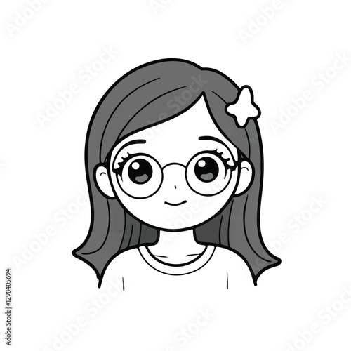 doodle style business illustration  girl wearing glasses 