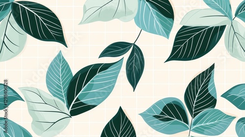 Elegant Tropical Leaves Pattern on Soft Beige Background