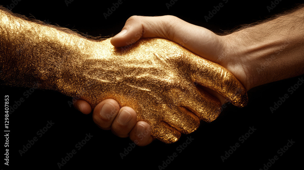 Fototapeta premium Golden handshake in the dark