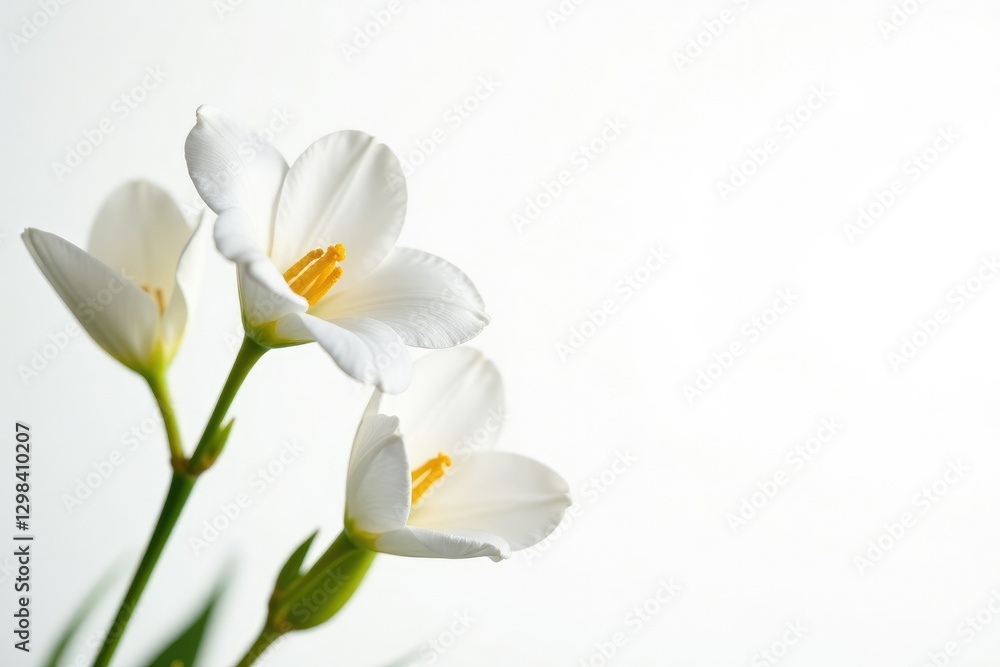 Eustoma branches against a pure white background, white, background Eustoma branches against a pure white background, white, background