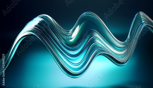 3d glass of abstract shape in the form of a wave. illustration of 3d rendering.