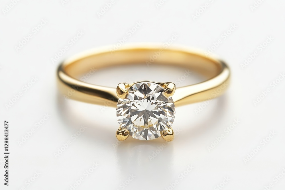 Sparkling Solitaire Diamond Ring - A stunning solitaire diamond ring on a white background. Perfect for engagement or anniversary Sparkling Solitaire Diamond Ring - A stunning solitaire diamond ring on a white background. Perfect for engagement or anniversary
