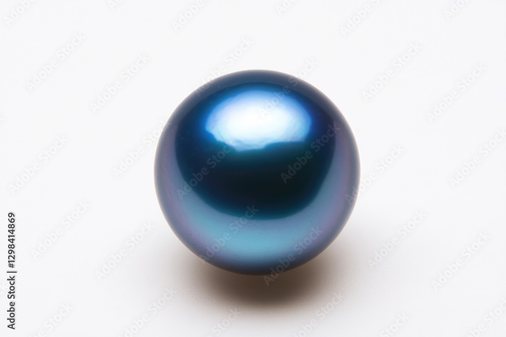 Single blue pearl on a white background, a small and beautiful gemstone