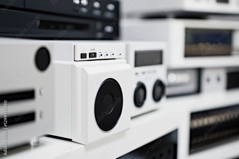 Fototapeta premium Various types of audio equipment used in music recording and production