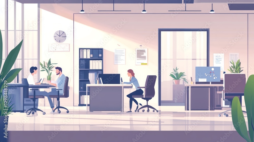 Business Illustrations Office View with Business with Illustrations Business Illustrations Office View with Business with Illustrations