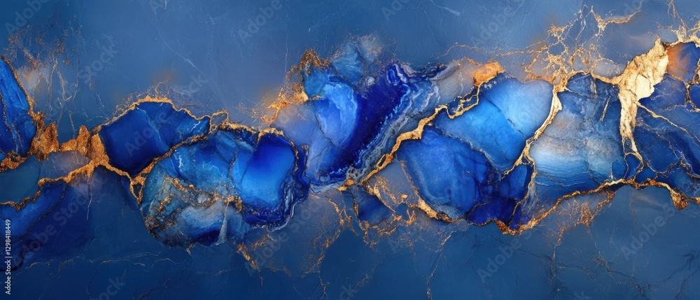 Fototapeta premium Abstract Blue and Gold Marble Art