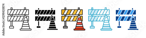 Construction Zone Icon Set Multiple Style Collection