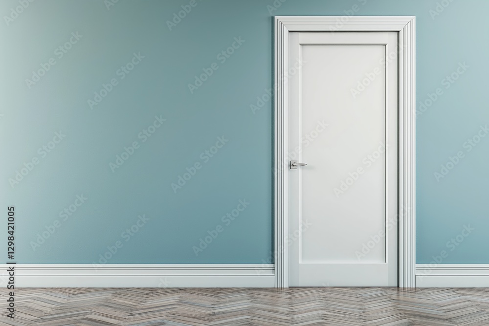 Minimalist bedroom with a hidden flush-to-wall white door, smooth matte finish, and a clean, modern aesthetic. Minimalist bedroom with a hidden flush-to-wall white door, smooth matte finish, and a clean, modern aesthetic.