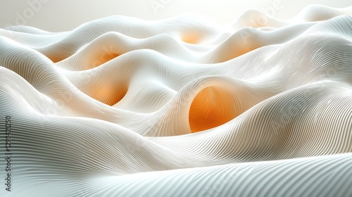 Abstract flowing forms in soft colors create a tranquil and modern visual landscape.