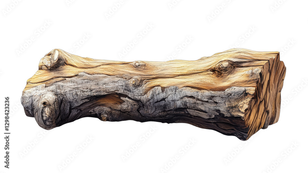 Textured wooden log showcasing natural patterns and earthy hues in a serene, rustic setting Textured wooden log showcasing natural patterns and earthy hues in a serene, rustic setting