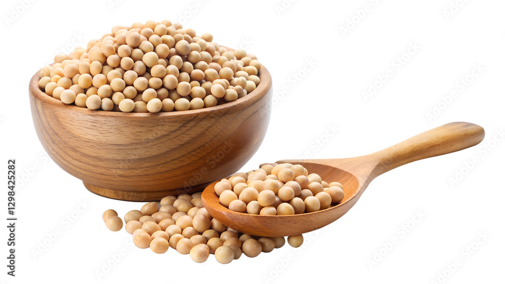 soybeans in a wooden bowl and spoon isolate isolated on transparent background png soybeans in a wooden bowl and spoon isolate isolated on transparent background png