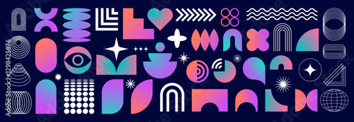 Abstract shapes for background. Geometric element, icon, symbol of retro design. Minimalist brutal contemporary vector illustration.	